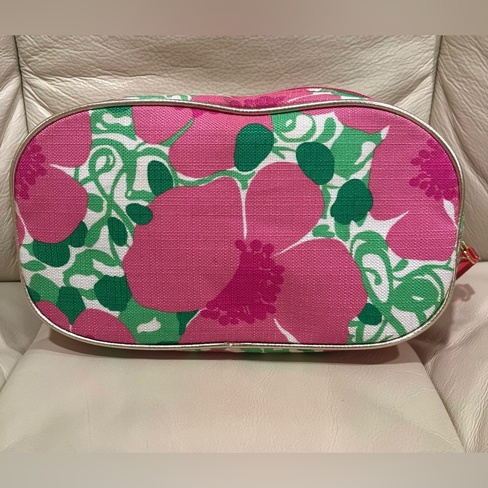 Lilly Pulitzer x Estee Lauder Floral Zip Around Cosmetic Makeup Bag Gold Trim - Picture 3 of 7